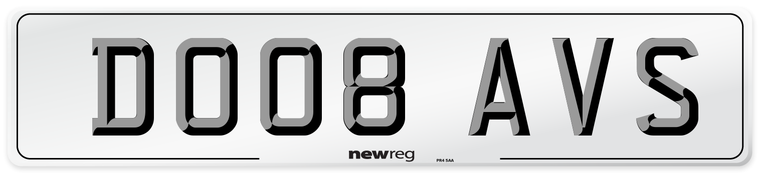 DO08 AVS Number Plate from New Reg